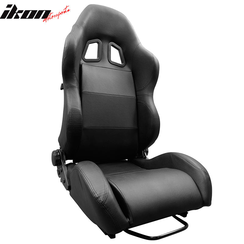 Universal RS Style Balck Racing Bucket Seats PVC Leather
