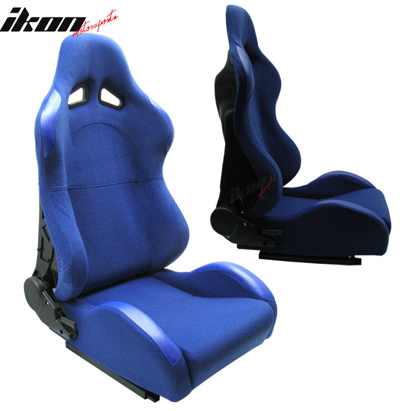 Universal JDM Sport Blue Racing Bucket Seats Cloth