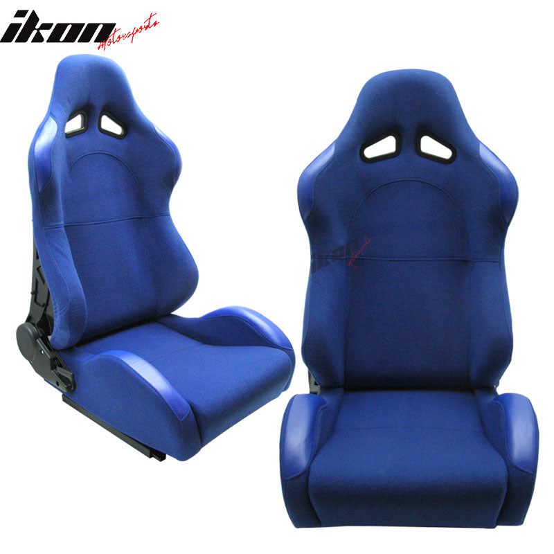 Universal JDM Sport Blue Racing Bucket Seats Cloth