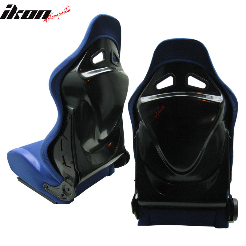 Universal JDM Sport Blue Racing Bucket Seats Cloth