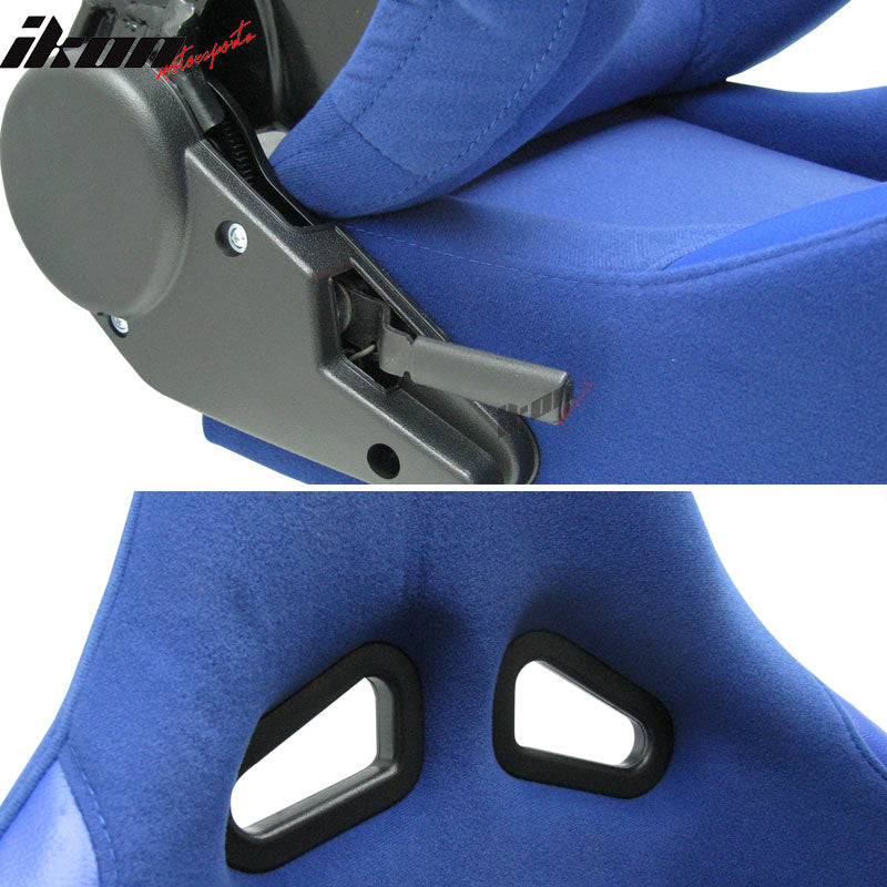 Universal JDM Sport Blue Racing Bucket Seats Cloth