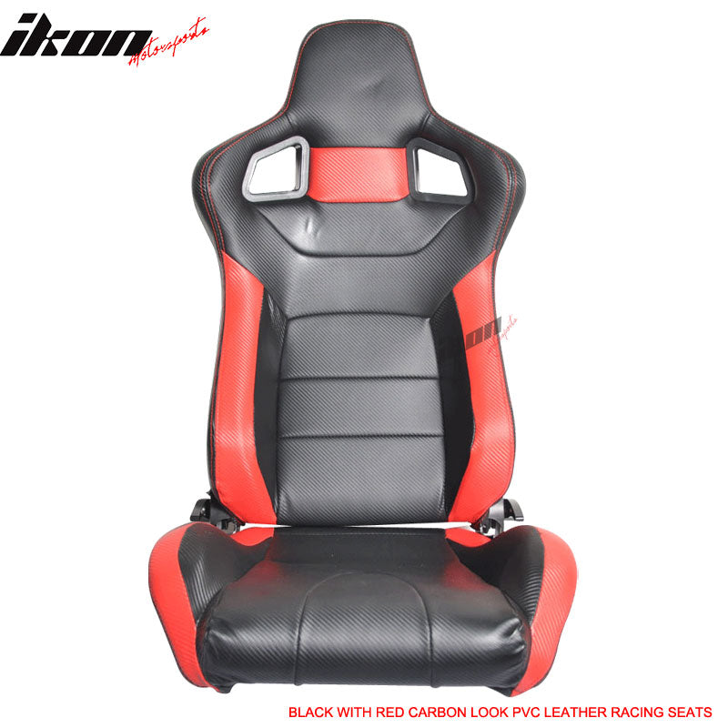 Universal JDM Sport Black Red Racing Seats Carbon Fiber Print
