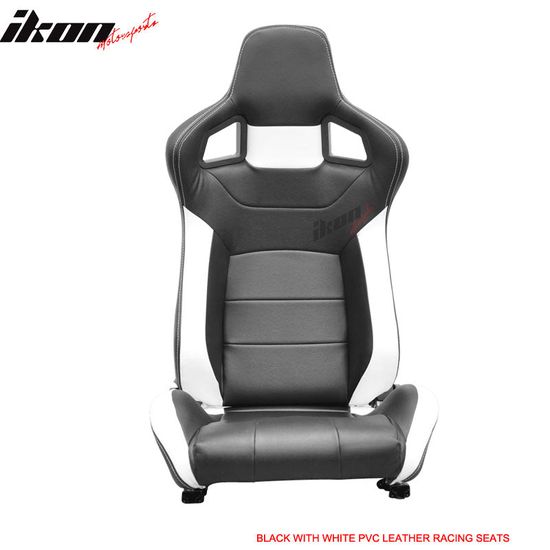 Universal Sport Black White Racing Seats PVC Leather