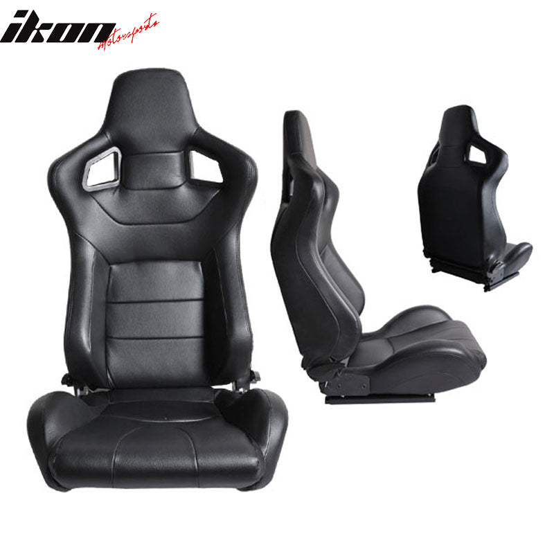 Universal JDM Sport Black Racing Seats PVC Leather