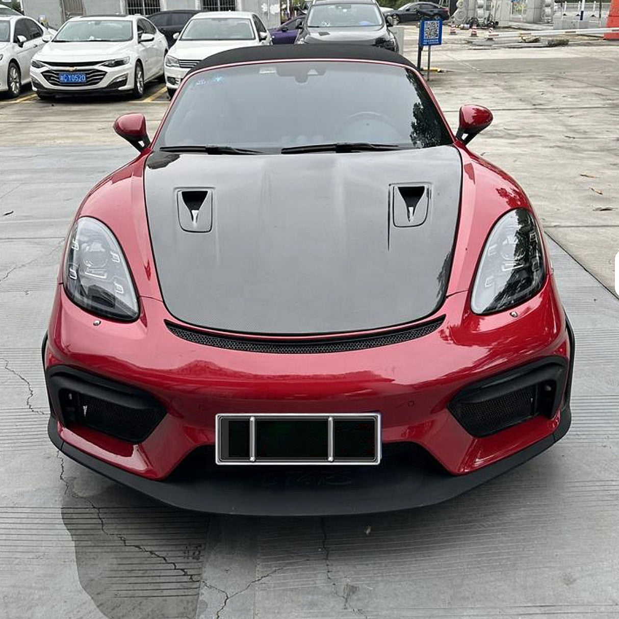 RS Style 981 982 Dry Carbon Fiber Engine Hood for Porsche Cayman 718