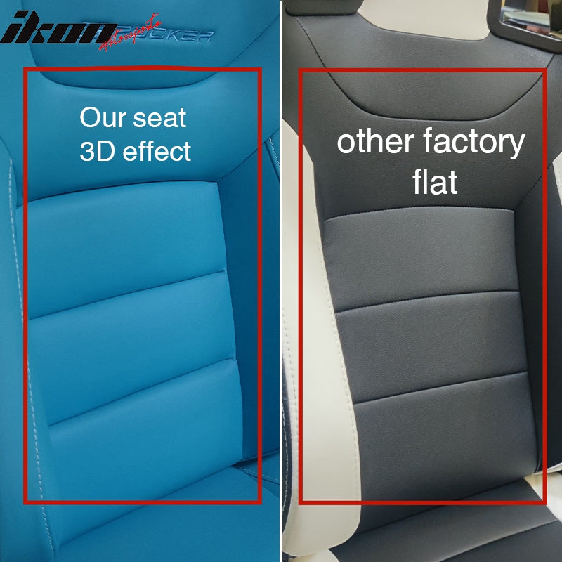 Universal 2x Reclinable Racing Seats Dual Slider Suede PU Carbon Leath