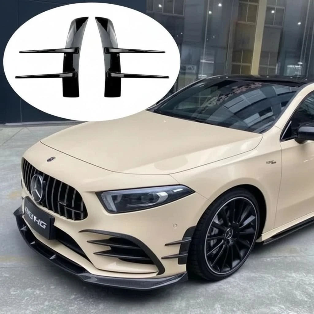 Front Bumper Vent Splitter Stickers – Universal 23cm Exterior Trim for Benz A-Class W177 (2-Piece Set)