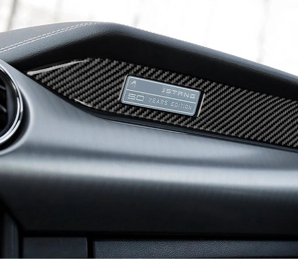 Ford Mustang Carbon Fiber Dashboard Trim Strips – Interior Accent Set (2015–2022, LHD)