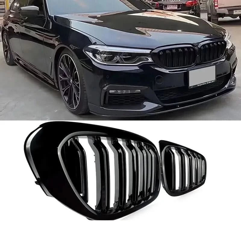 Gloss Black Double Slat Kidney Grille for BMW 5 Series G30 G31 520i 530i 540i M5 (2017–2020) – Front Racing Grilles Upgrade