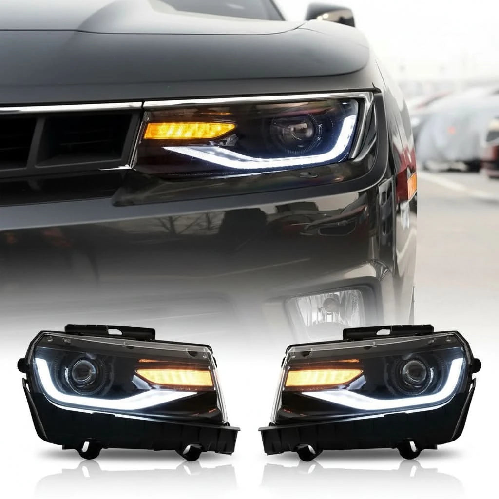 LED Headlight Assembly for Chevrolet Camaro (2014–2015) – Dynamic DRL Projector Head Lamps, Plug-and-Play Upgrade