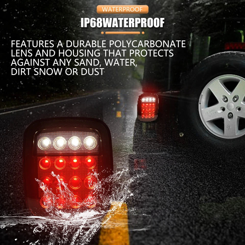 LED Tail Lights for Jeep Wrangler CJ / YJ / TJ – Smoked or Red Lens (2-Piece Set)