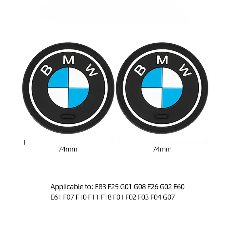 BMW Silicone Anti-Slip Car Coaster / Cup Mat 2-Piece Set for 1 / 3 / 4 / 5 Series, X3 / X5 / X7 (F20 / F40 / G01 / G02 / G05 / G22 / G30 / G32)