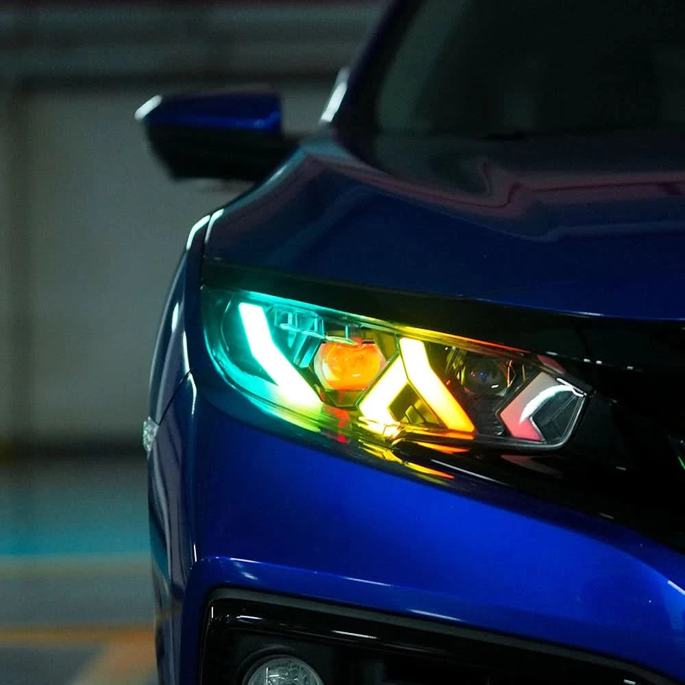 RGB Projector LED Headlights with DIY DRL – Fits Honda Civic 2016–2021 (Pair)