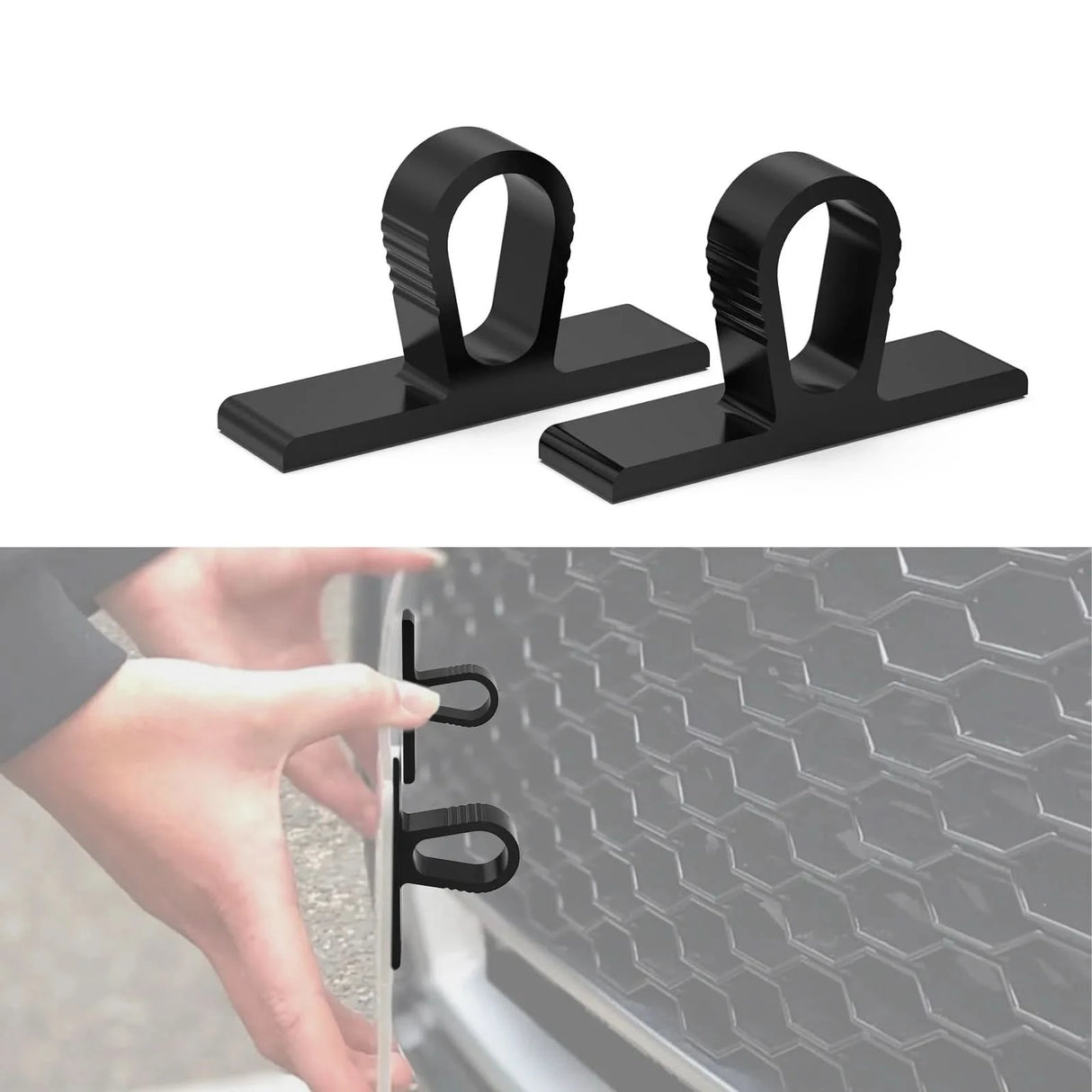 Honeycomb Grille License Plate Mount Clips – Quick-Release TPU Design