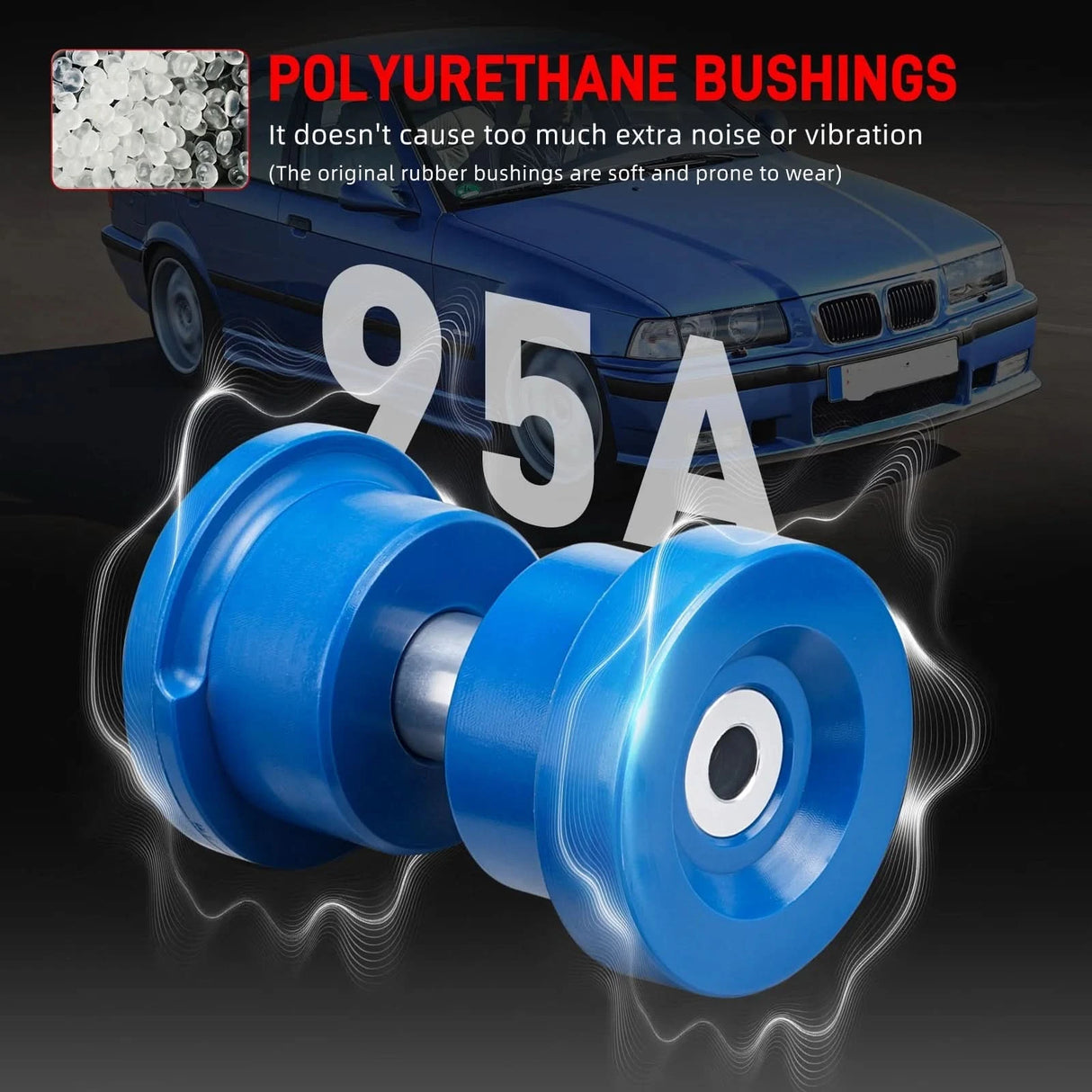 BMW E36 Rear Subframe Bushing Kit – 95A Polyurethane (1992–1999)