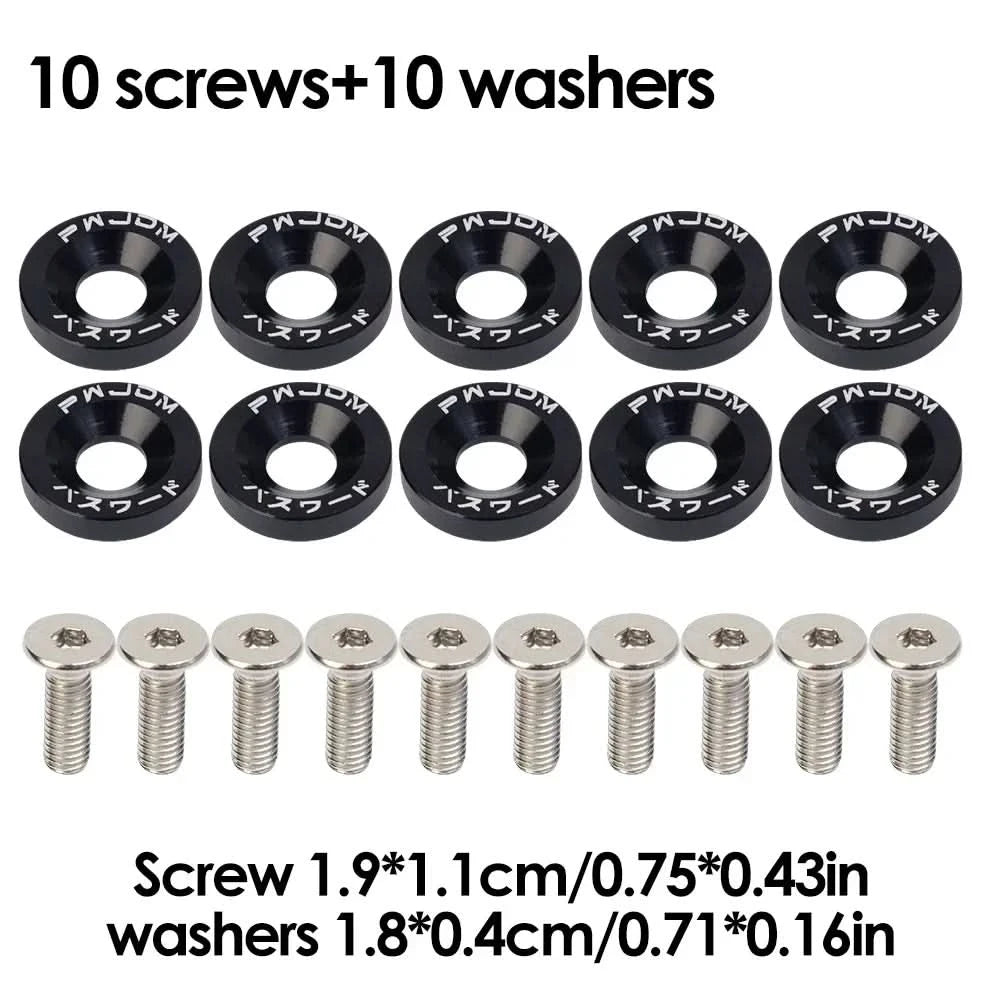 Universal Aluminum Fender Washer & Bolt Kit – M6 Concave Fasteners (20-Piece Set)