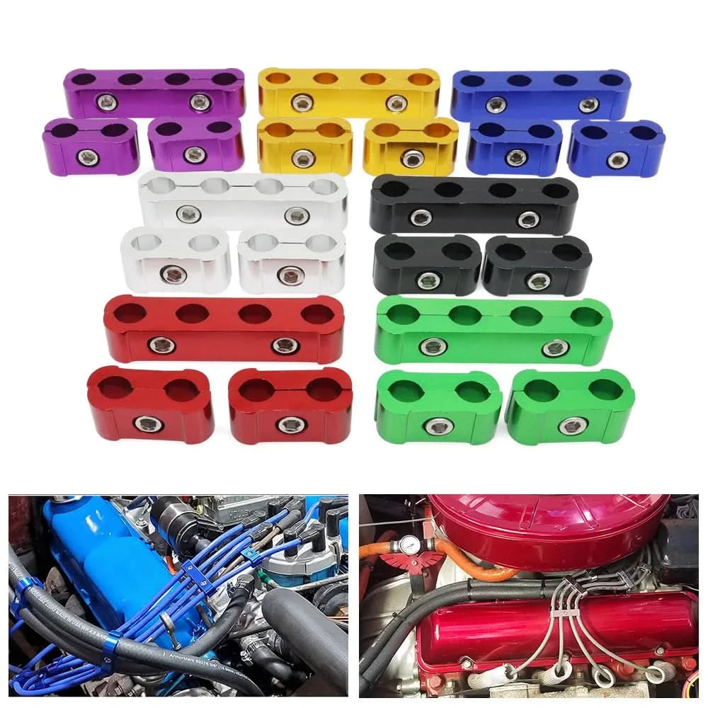Aluminum Spark Plug Wire Separator Clamp Kit (8mm–10mm) – Engine Bay Dress-Up Set