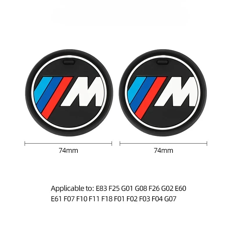 BMW Silicone Anti-Slip Car Coaster / Cup Mat 2-Piece Set for 1 / 3 / 4 / 5 Series, X3 / X5 / X7 (F20 / F40 / G01 / G02 / G05 / G22 / G30 / G32)