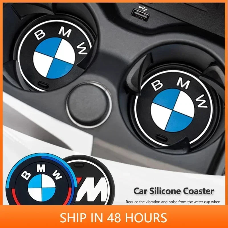 BMW Silicone Anti-Slip Car Coaster / Cup Mat 2-Piece Set for 1 / 3 / 4 / 5 Series, X3 / X5 / X7 (F20 / F40 / G01 / G02 / G05 / G22 / G30 / G32)