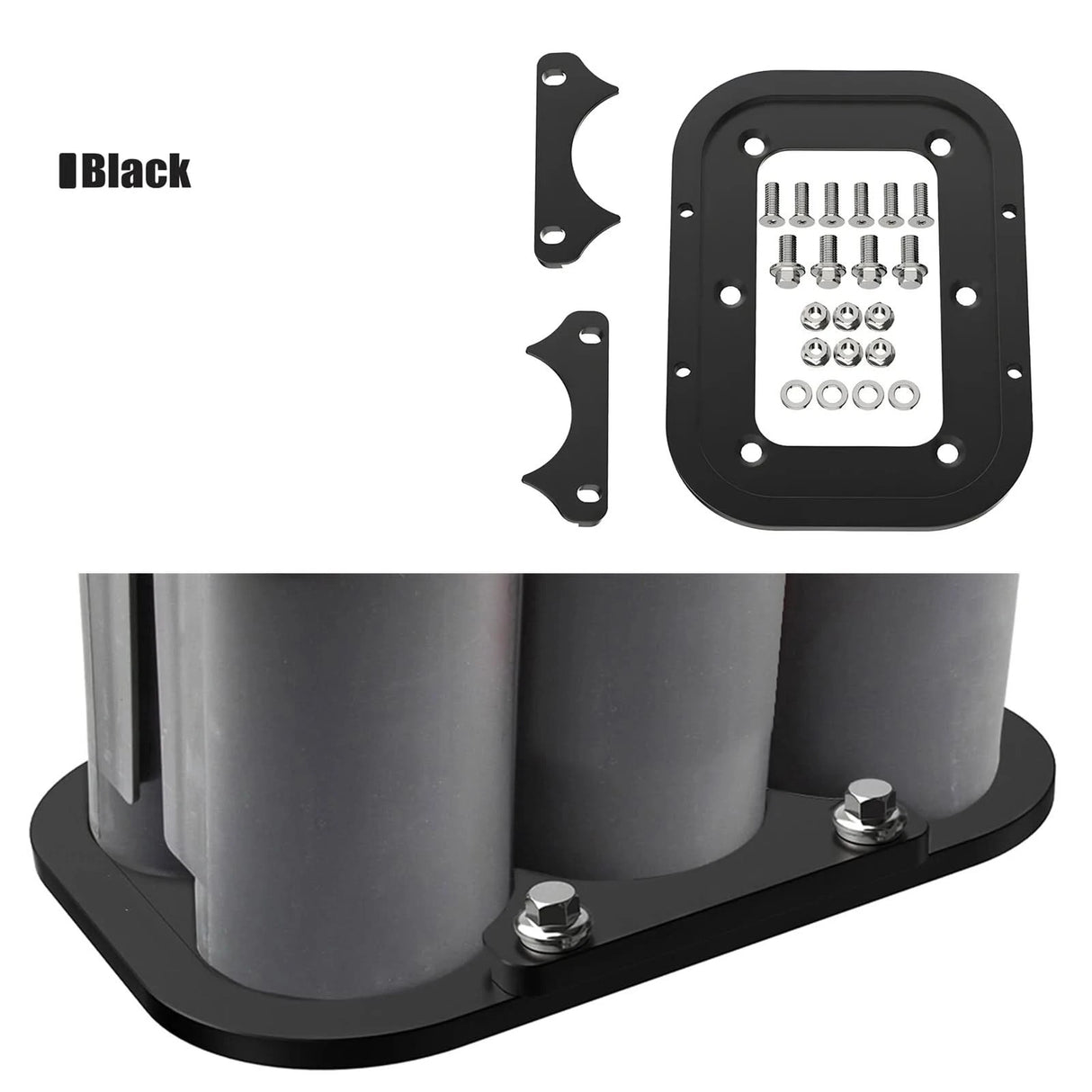 CNC 6061-T6 Aluminum Battery Relocation Tray & Hold Down – Universal 34/78 Size (Anodized Black)