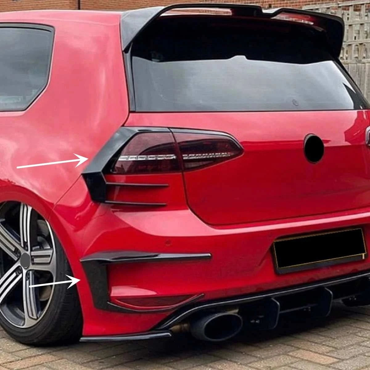 Gloss Black Rear Bumper Splitter Canards for VW Golf GTI/R MK7 & MK7.5 (2012–2020)