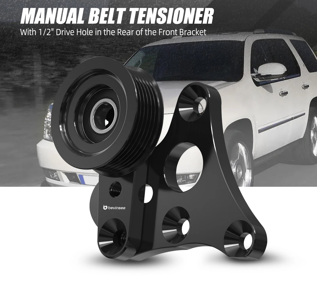 GM LS Truck / SUV Billet Aluminum Manual Belt Tensioner with Pulley for 4.8L / 5.3L / 6.0L / 6.2L Vortec Engines (Gen III / Gen IV / Hummer H2 / H3 / Replaces 12554027 / 12580162 / 12609719)