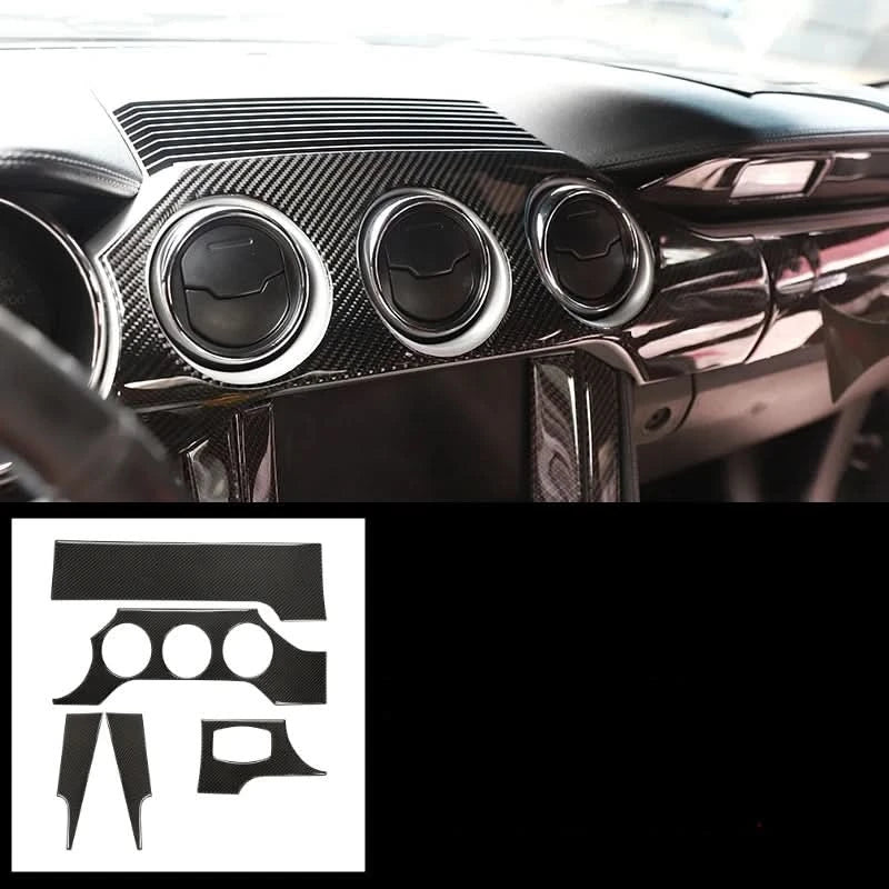 Carbon Fiber Interior Dashboard & Console Trim Kit for Ford Mustang GT 2015–2021 – Full Interior Panel Cover Sticker Set