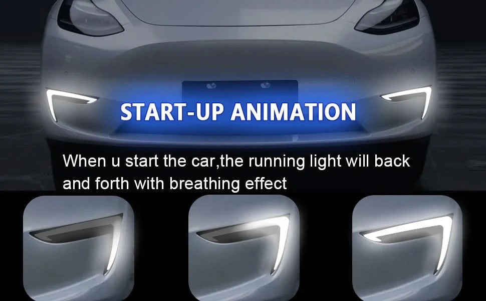 LED Daytime Running Light Assemblies with Dynamic Start-Up Animation – Tesla Model 3 (2018–2024)