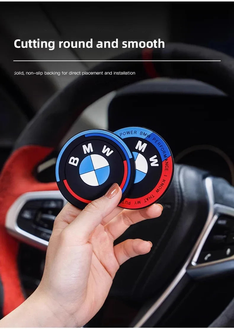 BMW Silicone Anti-Slip Car Coaster / Cup Mat 2-Piece Set for 1 / 3 / 4 / 5 Series, X3 / X5 / X7 (F20 / F40 / G01 / G02 / G05 / G22 / G30 / G32)