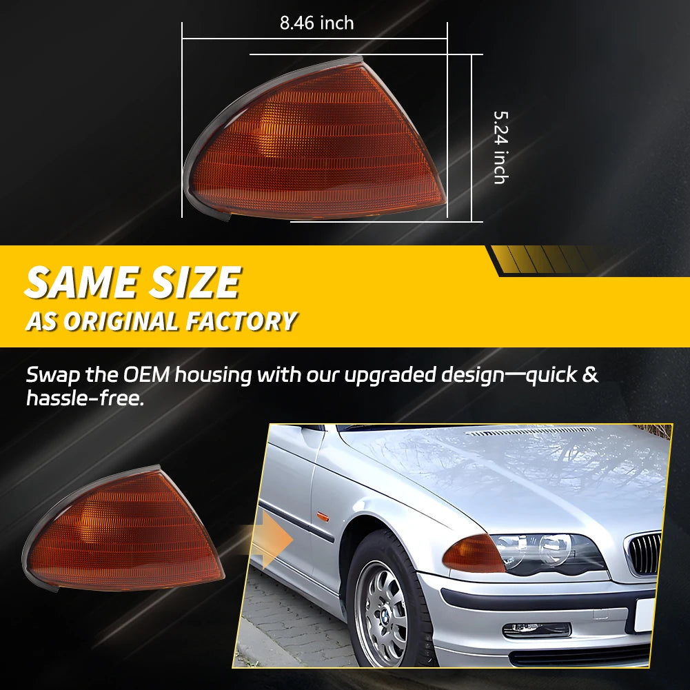 BMW E46 Front Corner Turn Signal Lights – Parking & Side Marker Lamps (1998–2001 Pre-LCI, Pair)