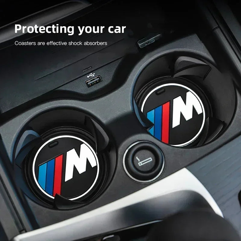 BMW Silicone Anti-Slip Car Coaster / Cup Mat 2-Piece Set for 1 / 3 / 4 / 5 Series, X3 / X5 / X7 (F20 / F40 / G01 / G02 / G05 / G22 / G30 / G32)