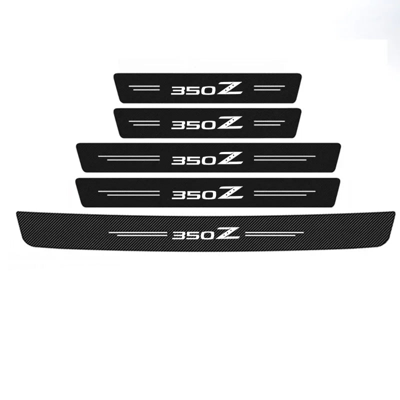 Luminous Carbon Fiber Door Sill Protectors for Nissan 350Z – Anti-Kick Threshold Scuff Plate Stickers