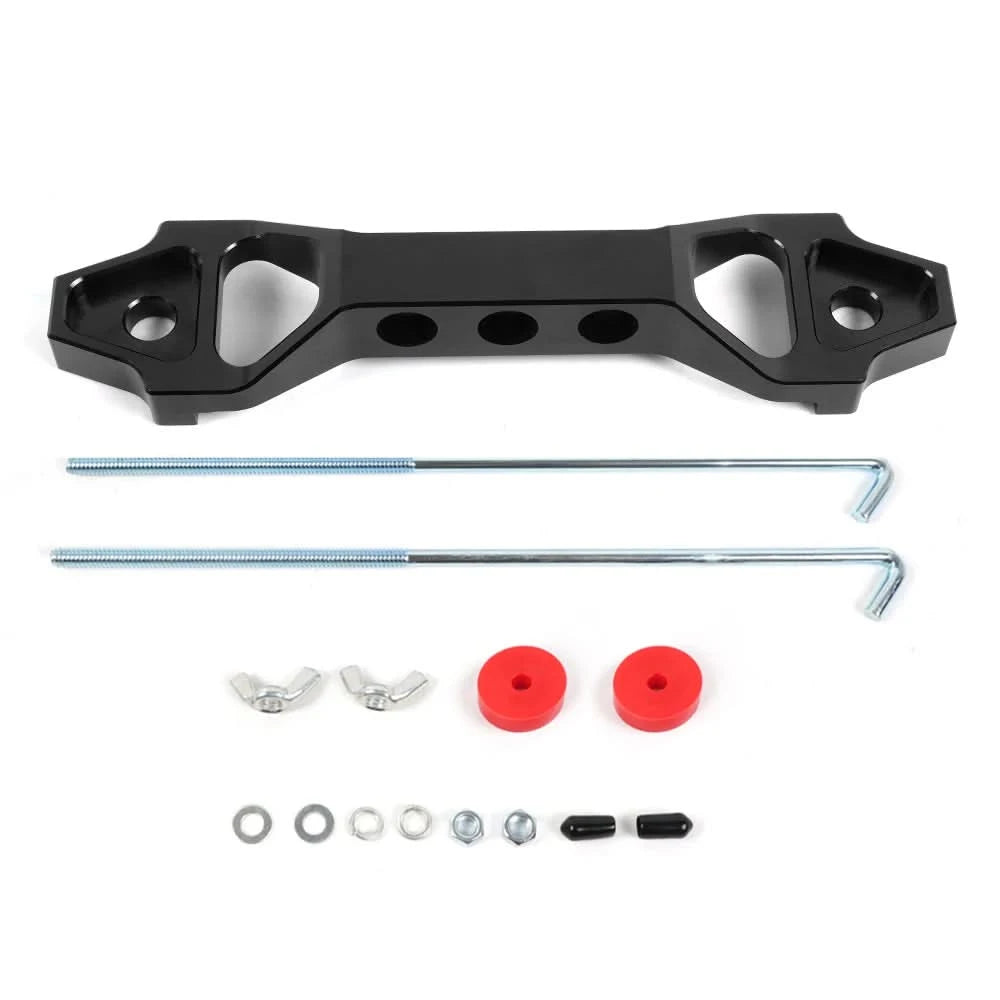 Billet Aluminum Battery Tie Down Bracket – 140mm / 190mm Performance Battery Hold-Down Mount (Red / Black / Blue)
