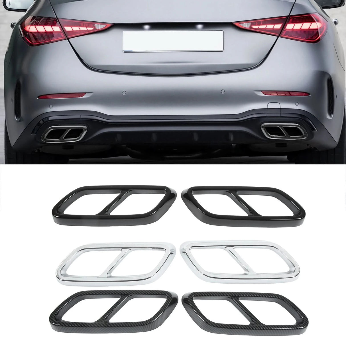 Rear Exhaust Muffler Cover Trim Set For Mercedes‑Benz C‑Class W206 (2021+)