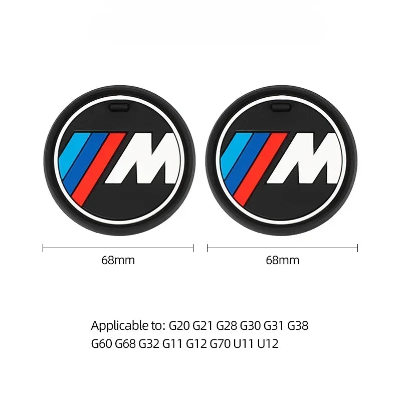 BMW Silicone Anti-Slip Car Coaster / Cup Mat 2-Piece Set for 1 / 3 / 4 / 5 Series, X3 / X5 / X7 (F20 / F40 / G01 / G02 / G05 / G22 / G30 / G32)