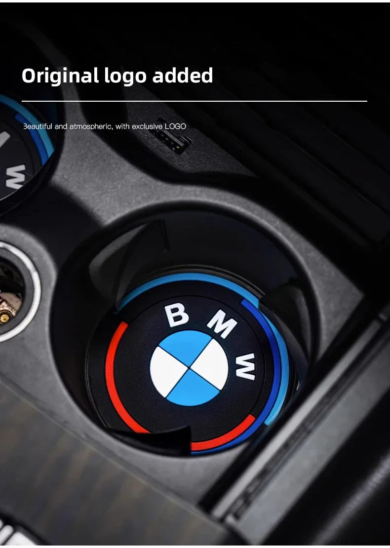 BMW Silicone Anti-Slip Car Coaster / Cup Mat 2-Piece Set for 1 / 3 / 4 / 5 Series, X3 / X5 / X7 (F20 / F40 / G01 / G02 / G05 / G22 / G30 / G32)