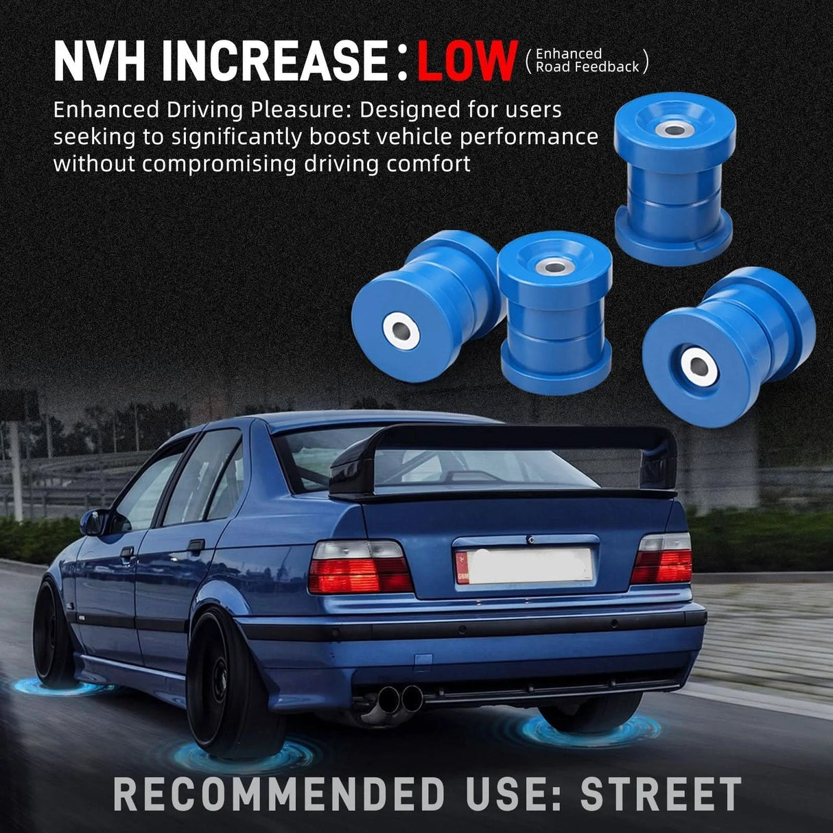 BMW E36 Rear Subframe Bushing Kit – 95A Polyurethane (1992–1999)
