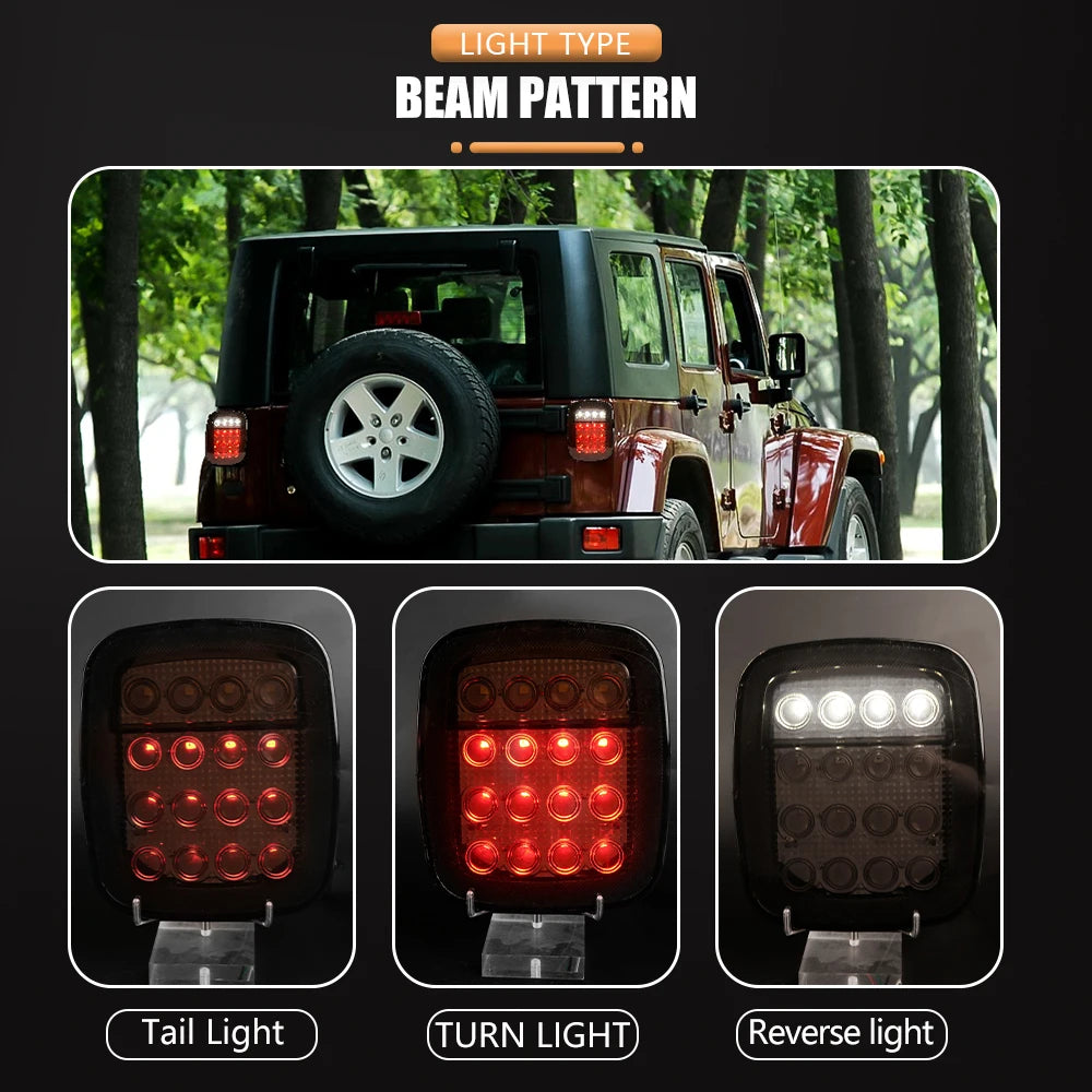 LED Tail Lights for Jeep Wrangler CJ / YJ / TJ – Smoked or Red Lens (2-Piece Set)