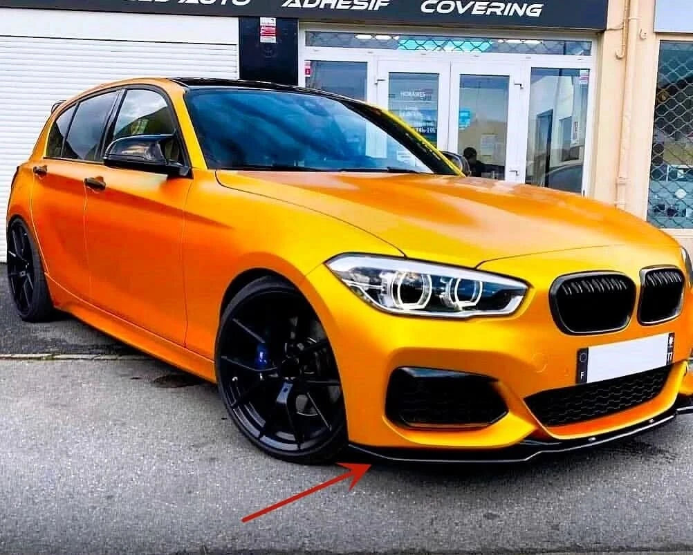 Front Bumper Splitter Lip Kit for BMW 1-Series F20 F21 (2015–2019) – Gloss Black / Carbon Style M-Sport Diffuser Body Kit