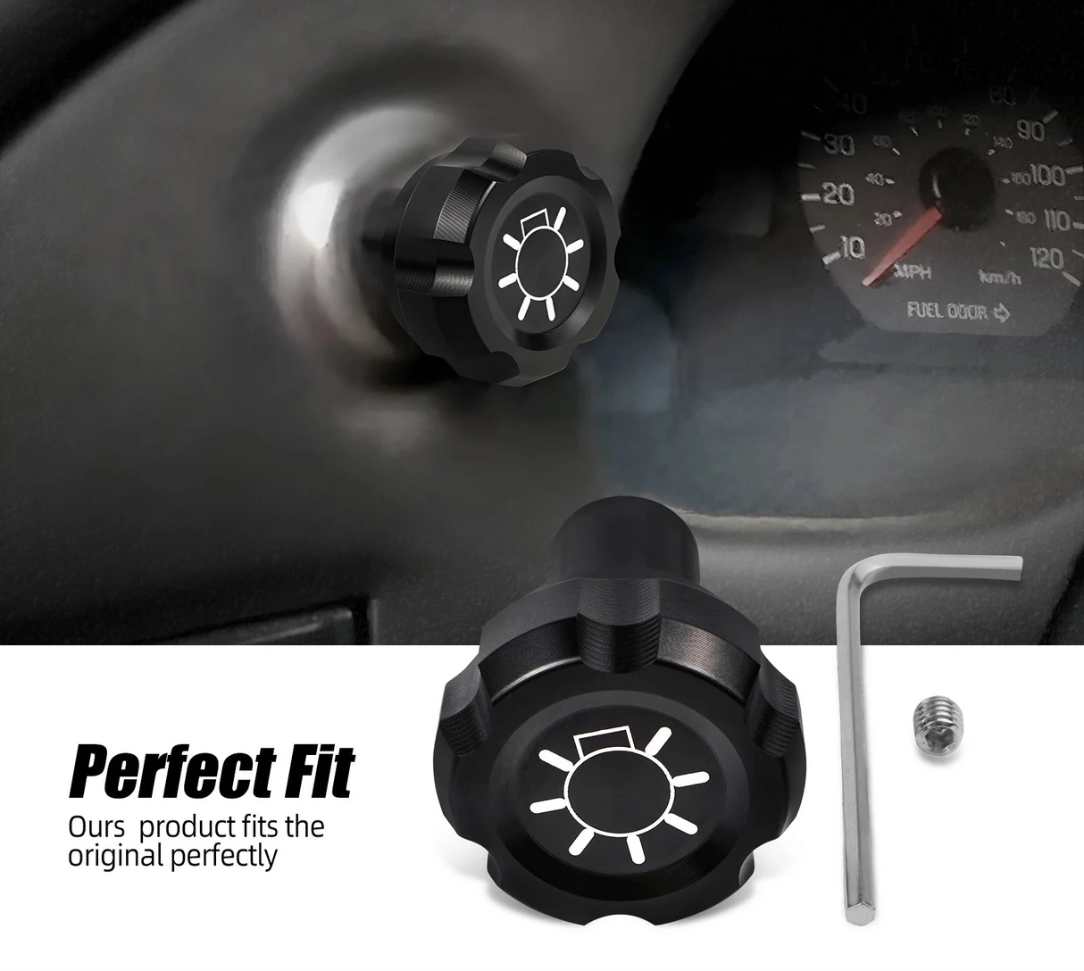 Billet Aluminum Headlight Switch Knob – 1994–2004 Mustang / 1992–1997 Truck & SUV