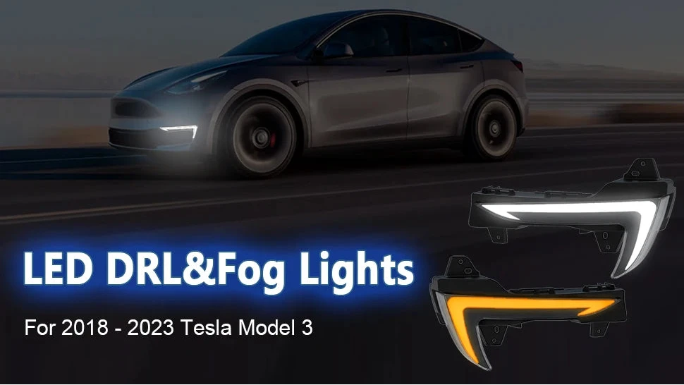 LED Daytime Running Light Assemblies with Dynamic Start-Up Animation – Tesla Model 3 (2018–2024)