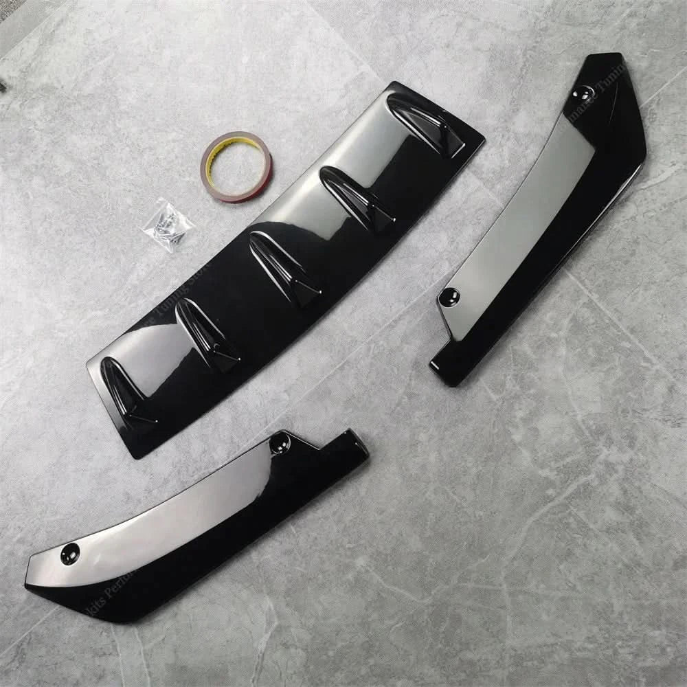 BMW E46 M-Sport Rear Bumper Diffuser & Side Splitter Set – Gloss Black ABS (1999–2005)