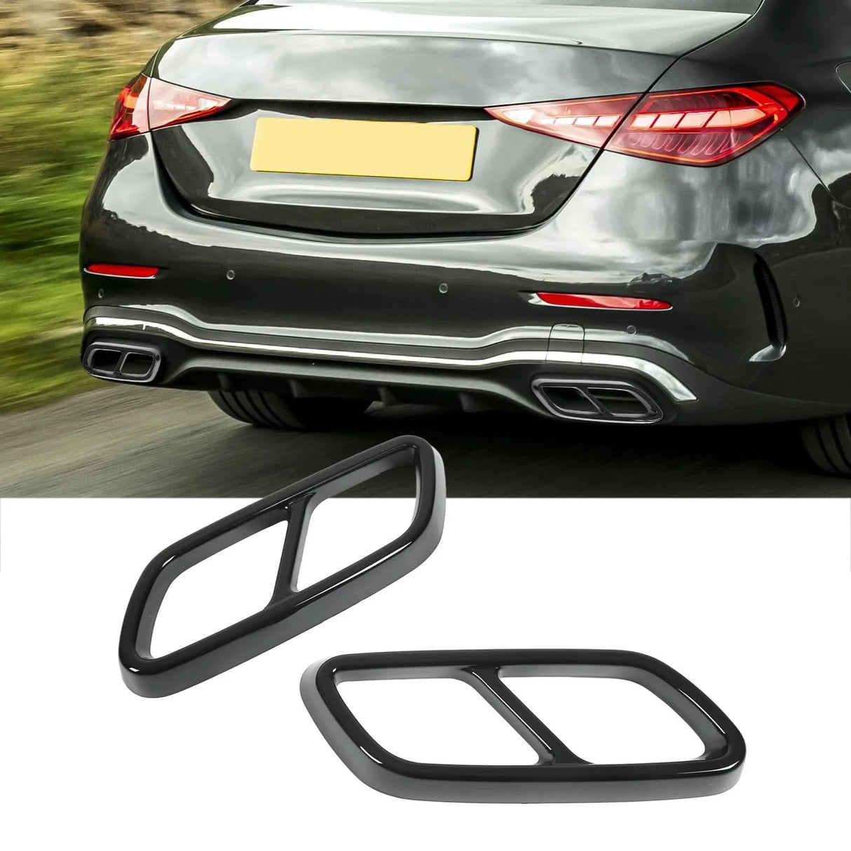 Rear Exhaust Muffler Cover Trim Set For Mercedes‑Benz C‑Class W206 (2021+)