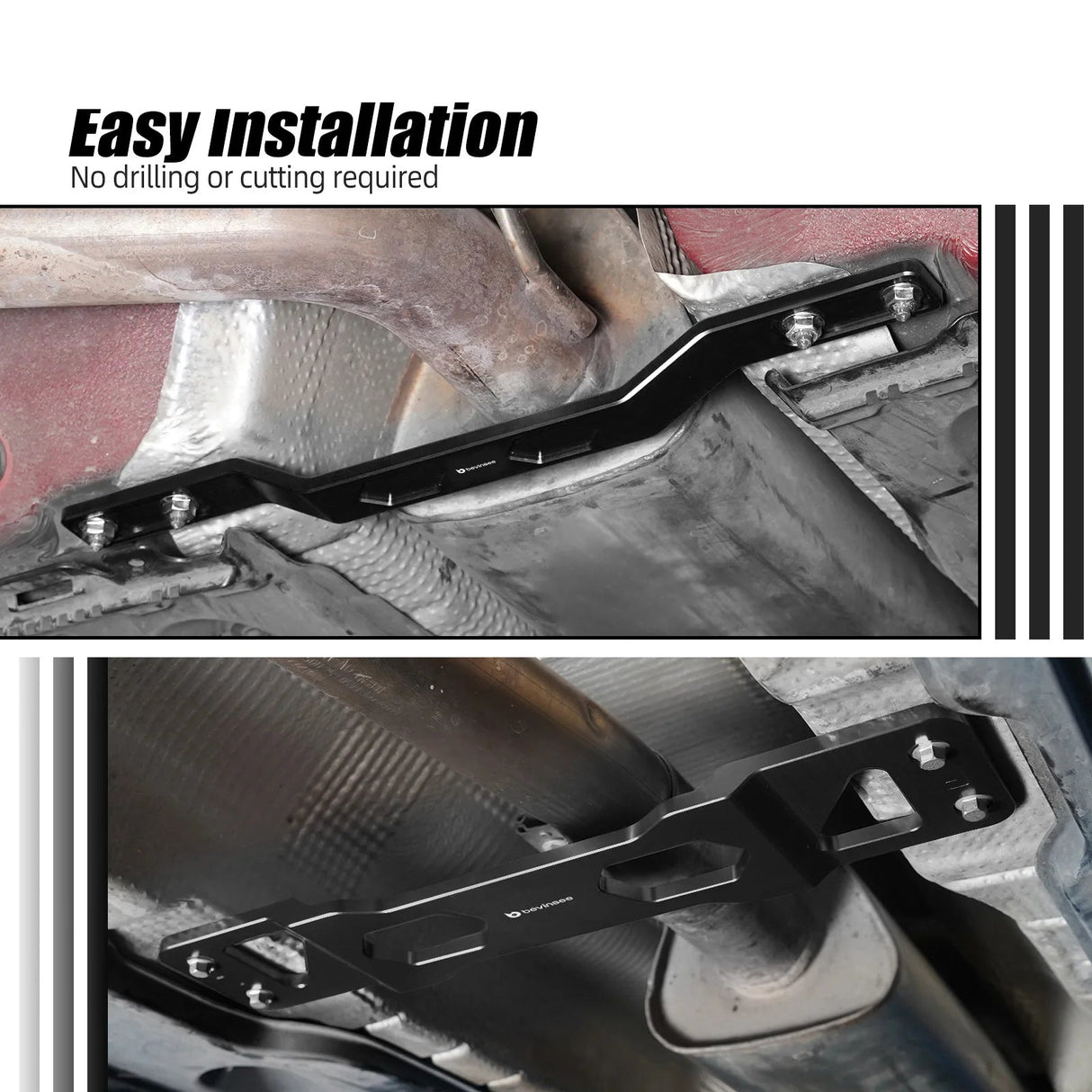 MQB Aluminum Center & Rear Tunnel Brace Set – Golf MK7 / MK8, A3, Leon, Octavia