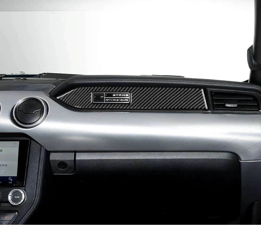 Ford Mustang Carbon Fiber Dashboard Trim Strips – Interior Accent Set (2015–2022, LHD)