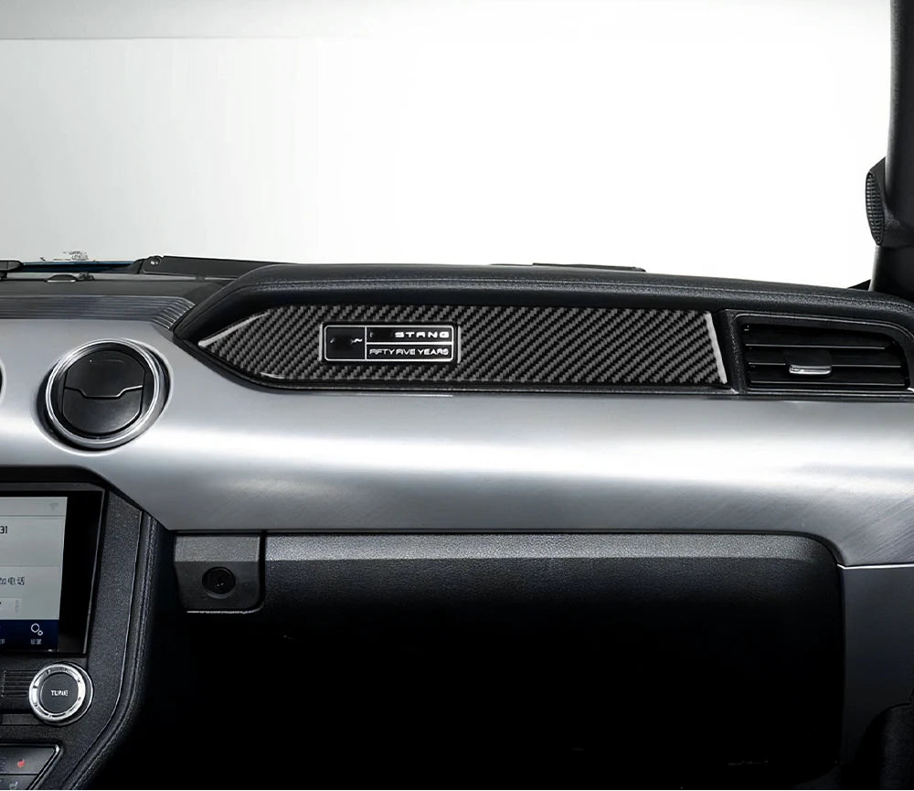 Ford Mustang Carbon Fiber Dashboard Trim Strips – Interior Accent Set (2015–2022, LHD)