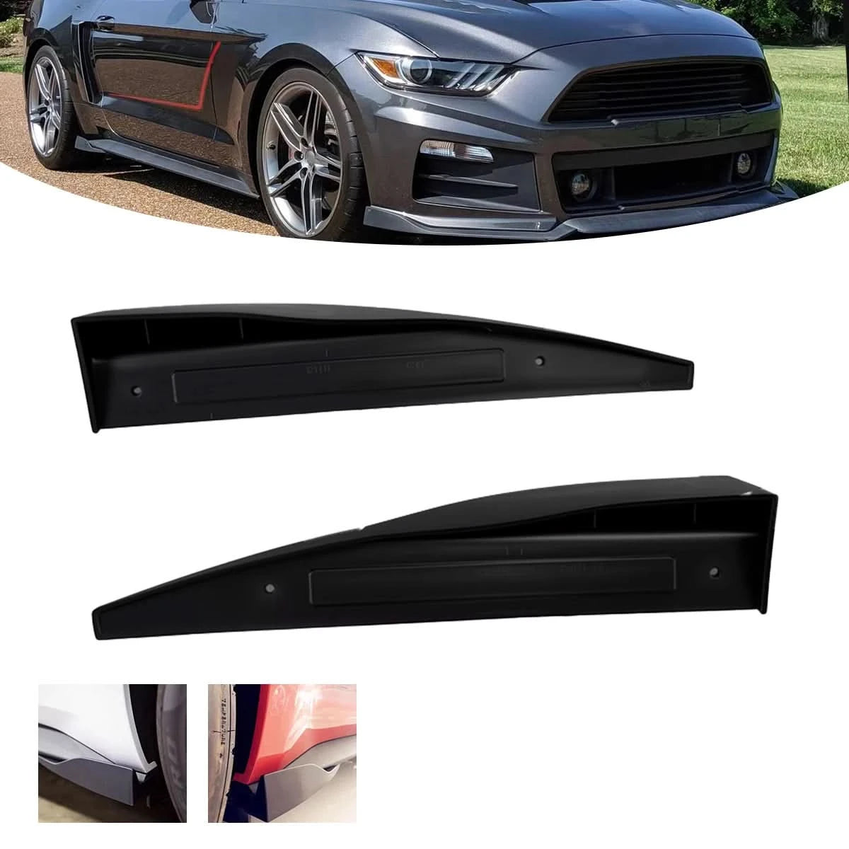 Side Skirt Extension Splitters for Ford Mustang 2015–2025 – Aggressive Rocker Diffuser Winglet Set (2-Piece ABS)