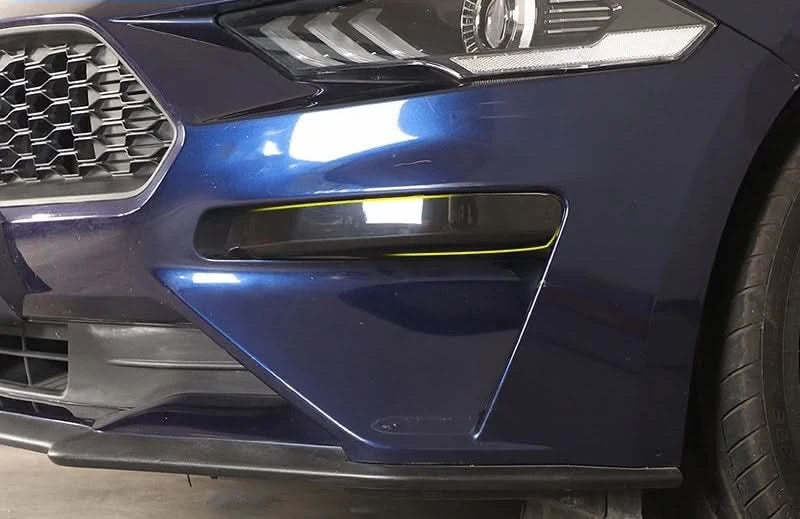 Smoked Front Fog Light Covers for Ford Mustang 2018–2023 | Gloss Black Fog Lamp Trim Upgrade