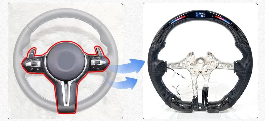 BMW F-Series Carbon Fiber LED Race Display Steering Wheel – Performance Interior Upgrade