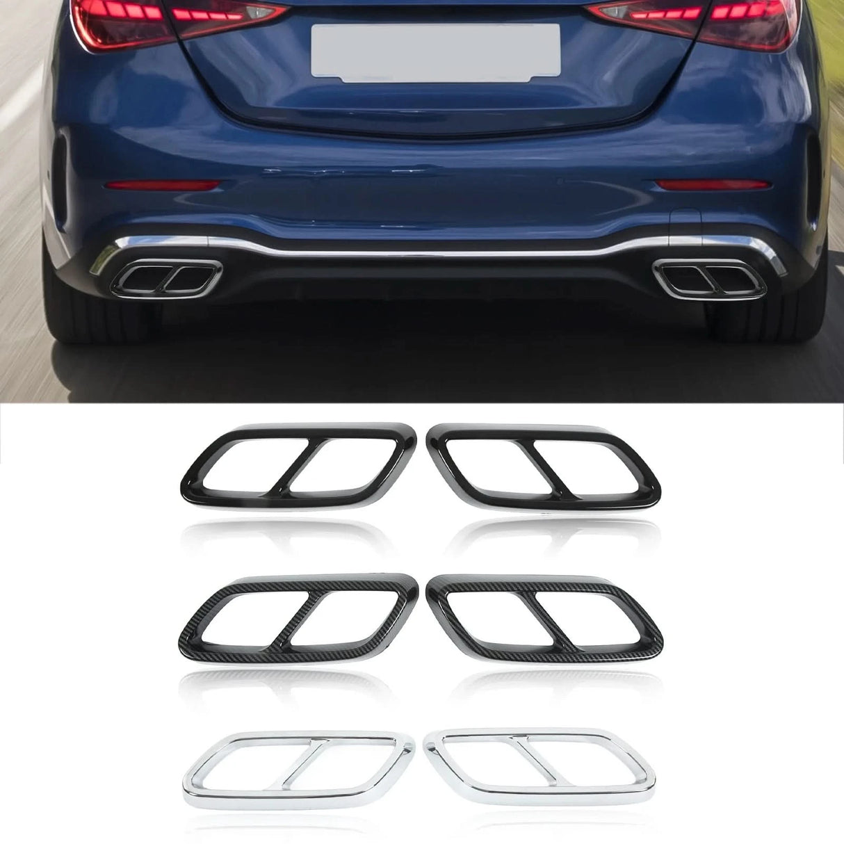 Rear Exhaust Muffler Cover Trim Set For Mercedes‑Benz C‑Class W206 (2021+)